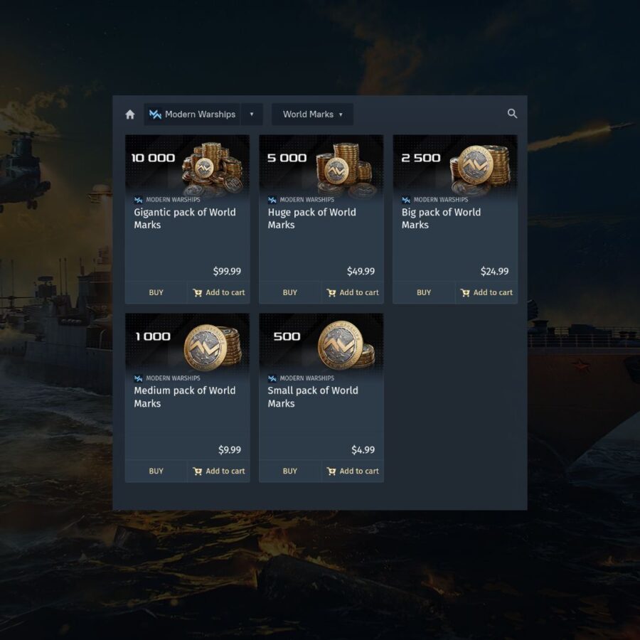 خرید 10000 WM بازی Modern Warships