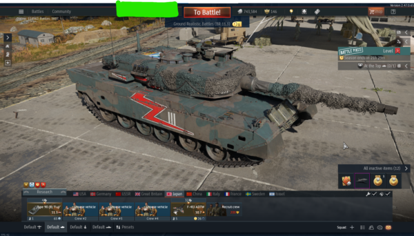 (فروخته شد) اکانت وارتاندر Type 90 (B) - premium F-4EJ ADTW MiG-15bis ISh کد #26