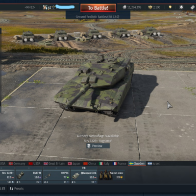 خرید  اکانت وارتاندر سوئد فقط تانک با 2100 گلدن ایگل و هواپیما رنک V کد #28