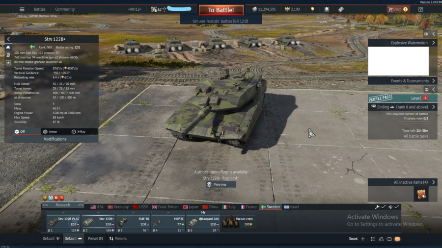 خرید  اکانت وارتاندر سوئد فقط تانک با 2100 گلدن ایگل و هواپیما رنک V کد #28