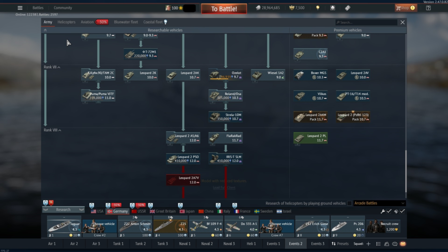 خرید اکانت قدیمی وترن وارتاندر با بیش از 1400 یونیت مختلف و بیش از 80 پریمیوم کد #27