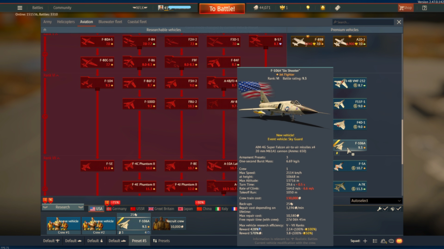 خرید اکانت وارتاندر آلمان دارای  f 106 a tornado ids (perm) کد #34