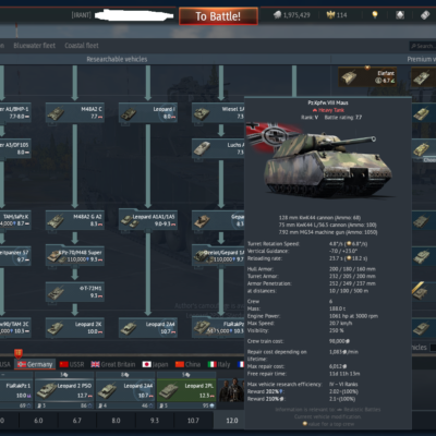 خرید اکانت وارتاندر دارای فکشن آلمان،شوروی،آمریکا کد #48 (پین شده)