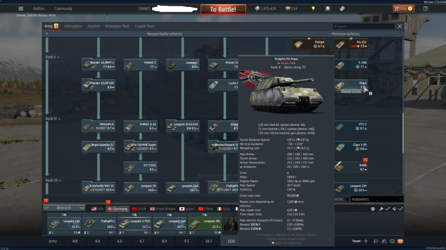 خرید اکانت وارتاندر دارای فکشن آلمان،شوروی،آمریکا کد #48 (پین شده)