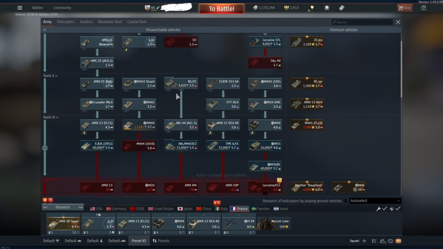 خرید اکانت وارتاندر f4s با amx 30 super + رنک بالای زمین و هوای آمریکا کد #41