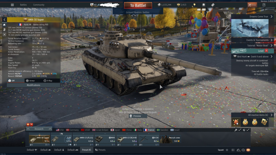 خرید اکانت وارتاندر f4s با amx 30 super + رنک بالای زمین و هوای آمریکا کد #41