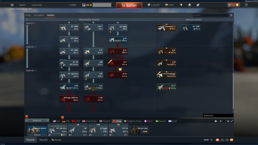 خرید اکانت وارتاندر هوایی ۳ فکشن فول(آلمان-چین-بریتانیا)+۱فکشن دریایی کد #47