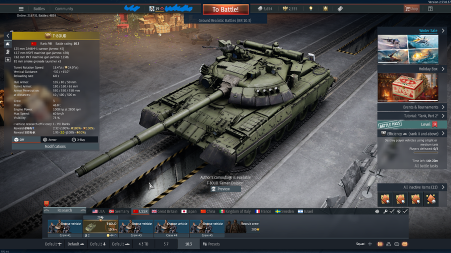 خرید اکانت وارتاندر استارتر با دو یونیت پرمیوم تی 80یودی و ای10 تاندربولت کد #55 (پین شده)